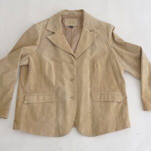 Vintage Denver Hayes Beige 100% Suede Leather Button Up Blazer Jacket 2Xl